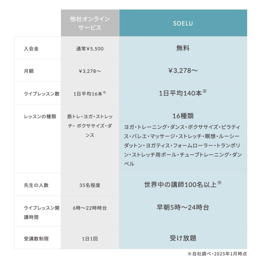 SOELUの料金詳細の画像